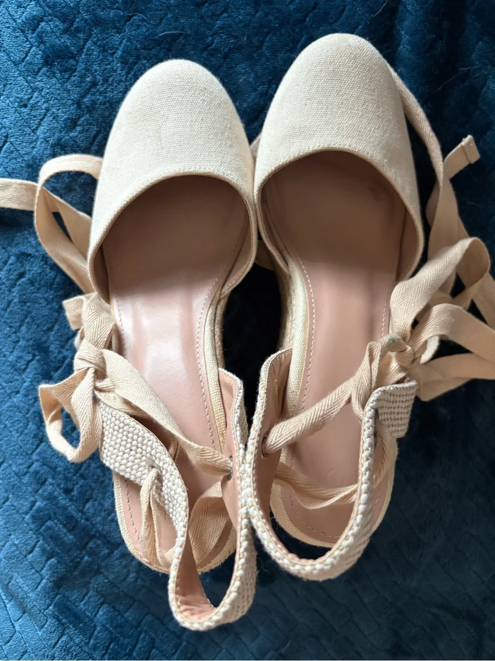 ZBY-Ivory Lace-Up Espadrille Heels-size 8